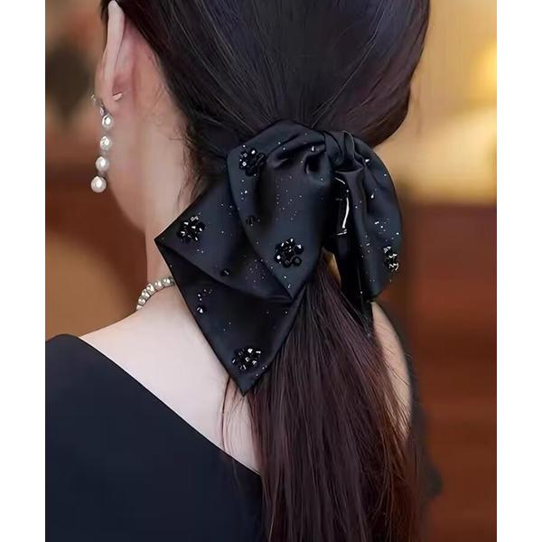 ヘアクリップ リボン ビジュー ビッグ バンス ヘアクリップ