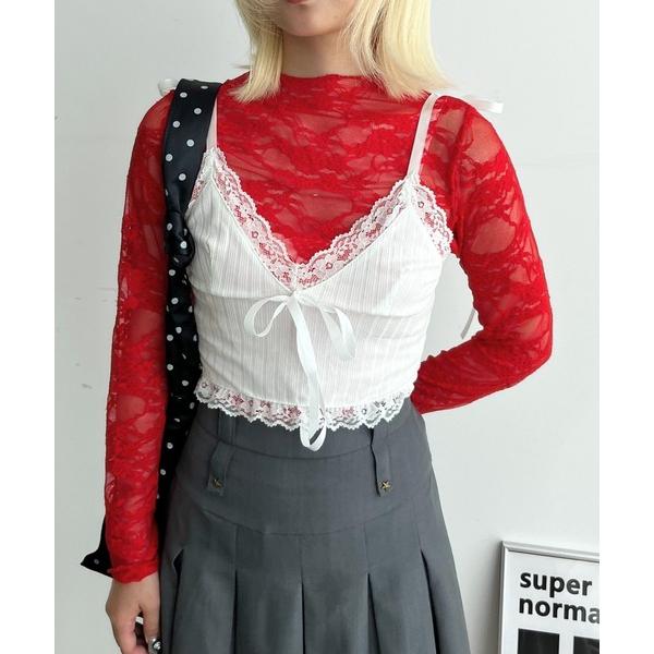 tシャツ レースシースルートップス レディース