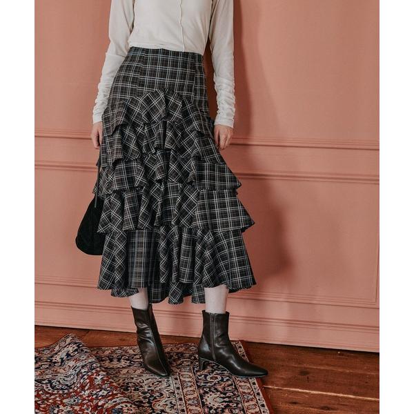 スカート フリルチェックティアードスカート 582498