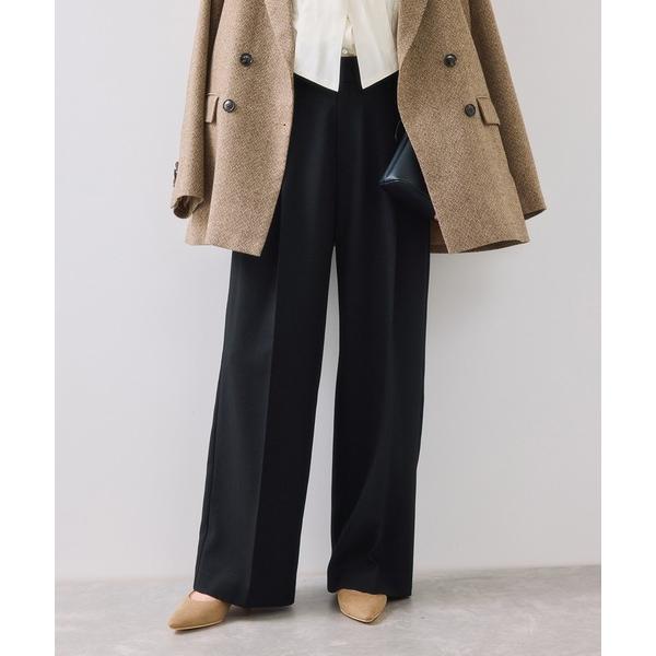 スラックス パンツ 「美easy」ウーリッシュワンタックワイドパンツ「セットアップ対応/洗える」 レ...