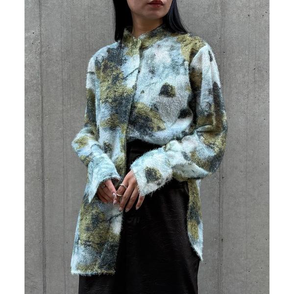 ブラウス シャツ 「＆g'aime」アートプリントフェザーシャツ　Art Print Feather...