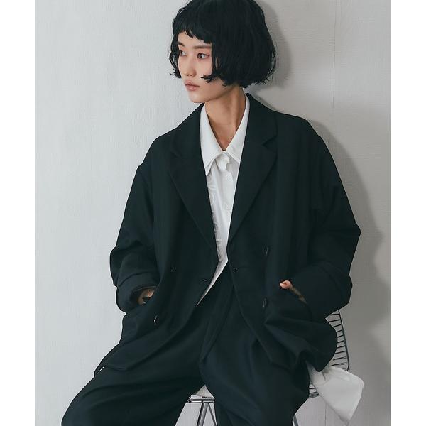 ジャケット テーラードジャケット セットアップ可ヘザーエステル袖折り返しジャケット レディース