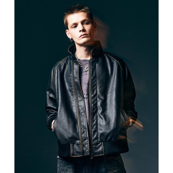 ブルゾン アウター Leather Bomber Jacket / レザーボマージャケット メンズ ...
