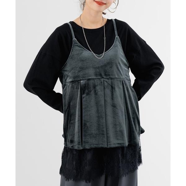 キャミソール 「SABUROKU」旬素材で 華やか コーデ が完成する ベロア ショートキャミ