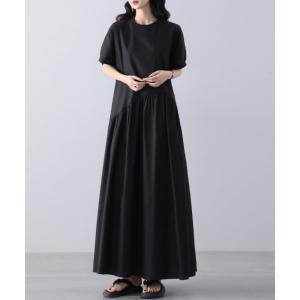 ワンピース 半袖 Aラインシンプルロングワンピースの商品画像