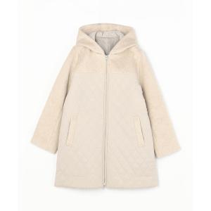 コート アウター 素材切り替えフードコート レディース