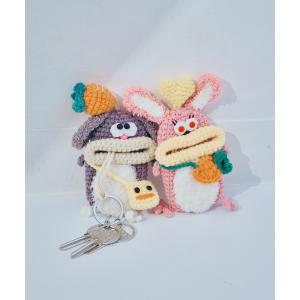 キーケース 「macaroni edge/マカロニエッジ」毛糸のマスコット キーケース うさぎ