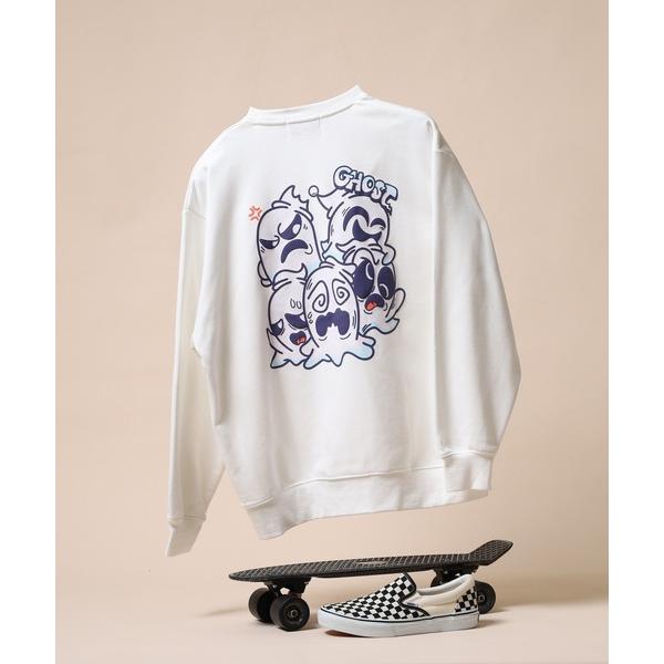 トレーナー スウェット 発泡オバケプリント裏毛トレーナー メンズ レディース