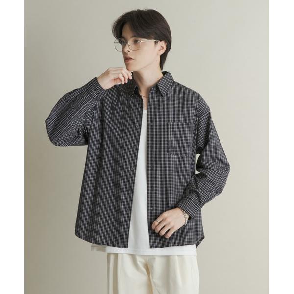 シャツ マイクログラフチェックロングスリーブシャツ メンズ