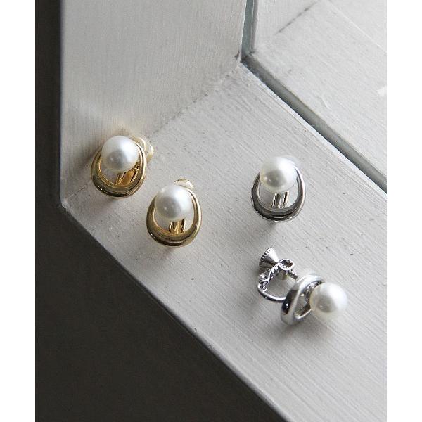 イヤリング 「Cupid Heart」結婚式用！パール×メタルサークルイヤリング レディース