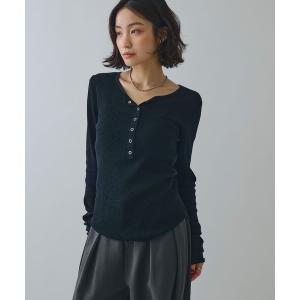 tシャツ ヘンリーネックシアーリブトップス「ELLEgirl/エルガール」 レディース