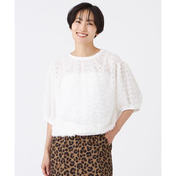 ブラウス シャツ 「ウォッシャブル」ラメカットジャカードコンビプルオーバー レディース