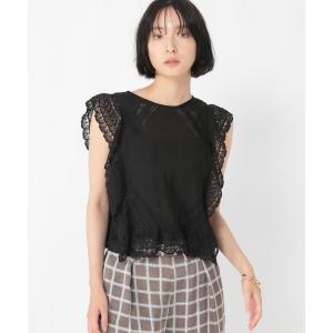 ブラウス シャツ 「daily CLIP」ダブルフロントスクエアレースブラウス レディース