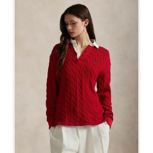 極美品 Lauren Ralph Lauren ジップアップケーブル ニット POLO RALPH LAUREN ニット セーター ケーブルニット コットン