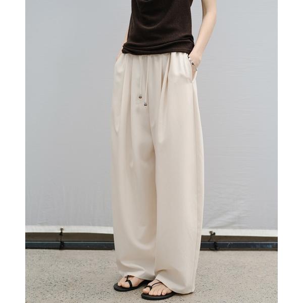 スラックス パンツ 「tageechita」カーブライン ドローストリングワイドスラックス レディー...