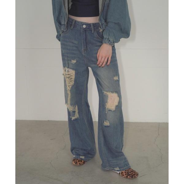 ジーンズ デニム デニムパンツ ヴィンテージクラッシュワイドデニムパンツ / Vintage Cra...