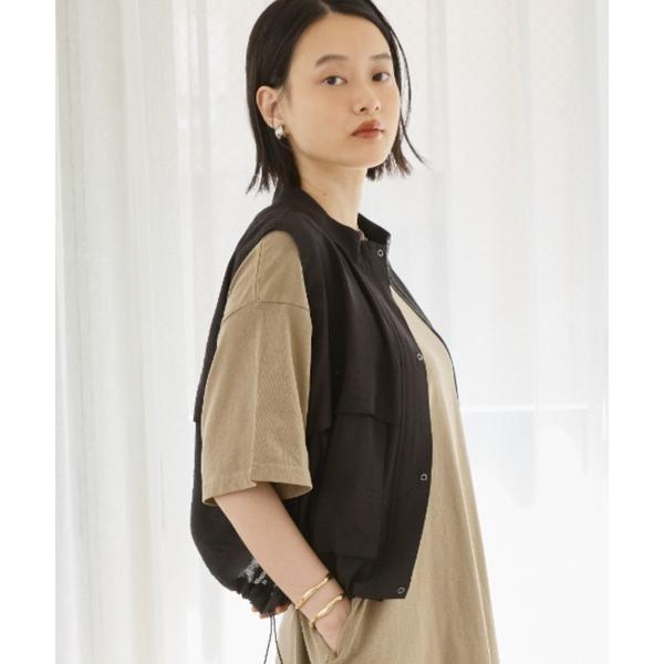 ベスト ジレ Wポケットミリタリーショートベスト レディース