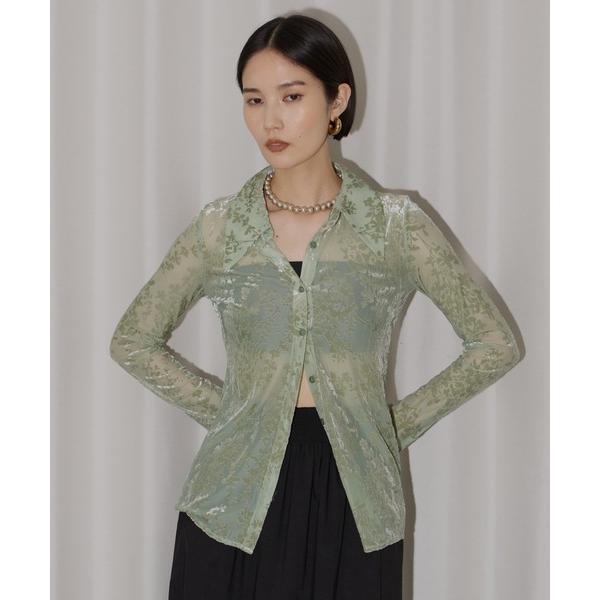 ブラウス シャツ Sheer opal slim fit shirt / シアーオパールスリムフィッ...