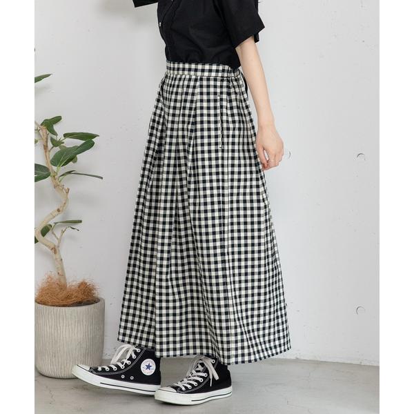 スカート ギンガムチェックタックスカート