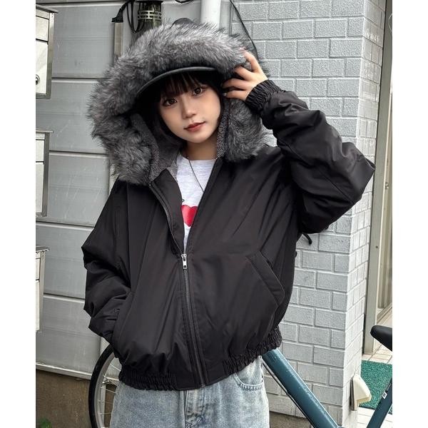 ブルゾン アウター 裏ボアフーディミックスファージャケット メンズ レディース