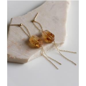 ピアス ファントムシトリン チェーン ピアス | K10YG レディース