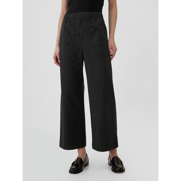 チノパン ハイライズ プリント イージーウエスト ワイド カーキパンツ レディース