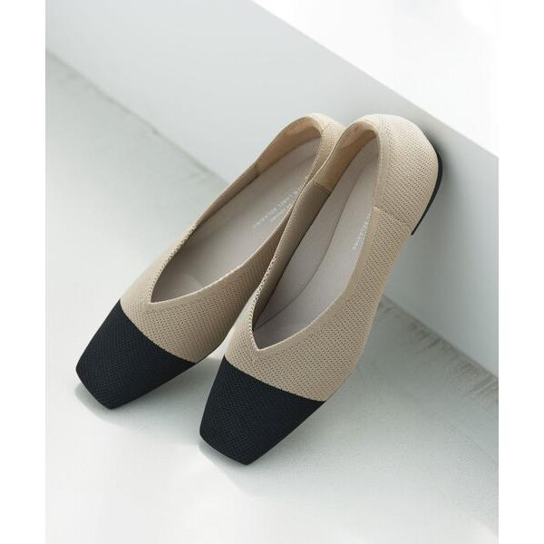 パンプス ウェルネス ニット スクエアVカット シューズ 撥水 ウォッシャブル