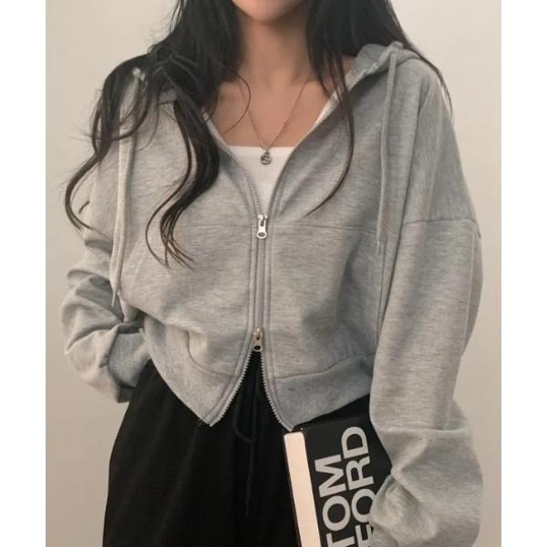 パーカー ダブルジップショートパーカー レディース