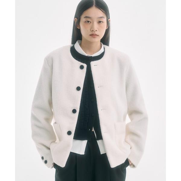 ジャケット ノーカラージャケット no collar wool shaggy jacket / ノー...