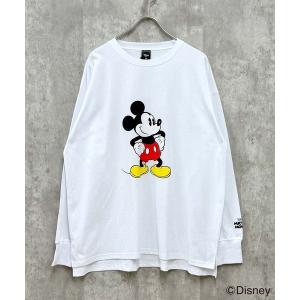 tシャツ 「Disney/ディズニー」　MICKEY　ミッキーマウス　　オーバーサイズ　長袖Tシャツ メンズ レディース