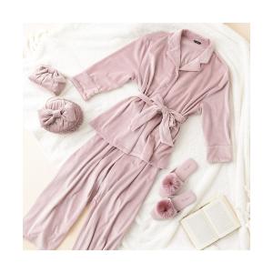 パジャマ ルームウェア ヒアルロン酸加工 ストレッチベロアパジャマ ピンク レディース