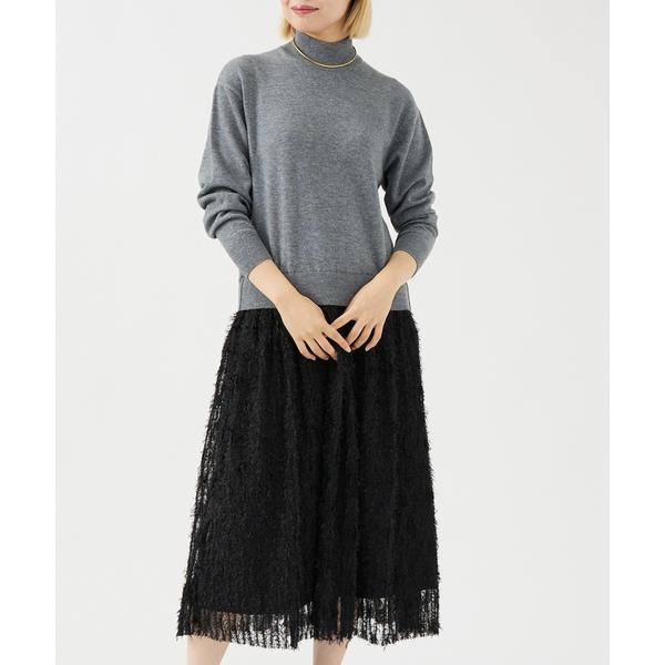 ワンピース チュールフリルニットワンピース