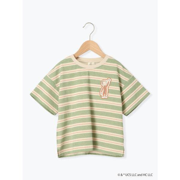 tシャツ 「おさるのジョージ」ワッペン付きボーダーTシャツ キッズ 子供服 男の子 女の子