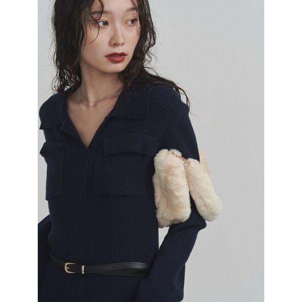 ワンピース フラップポケットリブニットワンピース