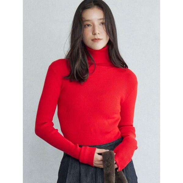 ニット セーター ベーシックリブタートルネックプルオーバー レディース