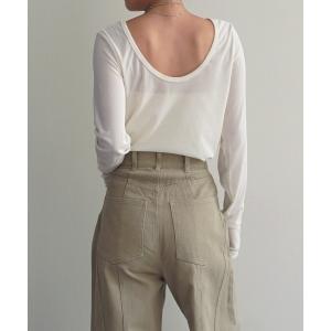 tシャツ バックオープンベロアトップス レディース