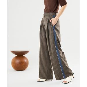 パンツ サイド配色ラインワイドパンツ レディース
