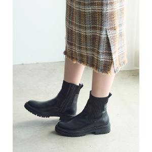 ブーツ サイドゴアリブニットブーツ レディース