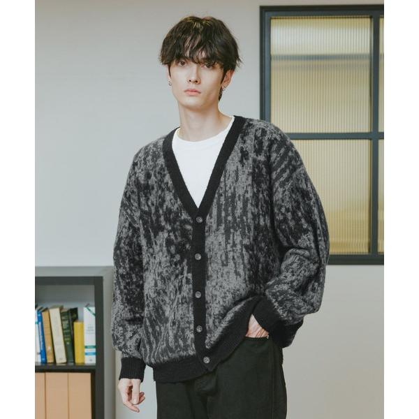 カーディガン Mohair Blend Shaggy Knit Cardigan / 総柄モヘヤニッ...