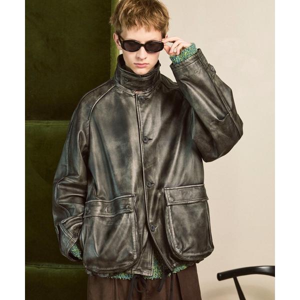 ブルゾン アウター 「UNISEX」Sheep Leather Front Button Singl...