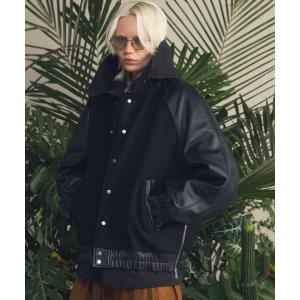 スタジャン 「UNISEX」Sheep Leather Melton Combination Stadium Jacket/シープレザーメルトンコンビ