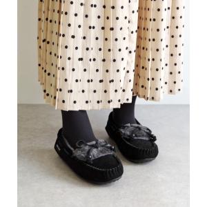 デッキシューズ モカシン MINNETONKA（ミネトンカ） / ウッドビーズ 本革 スエード ボアモカシンシューズ KYRA SLIPPER レディ