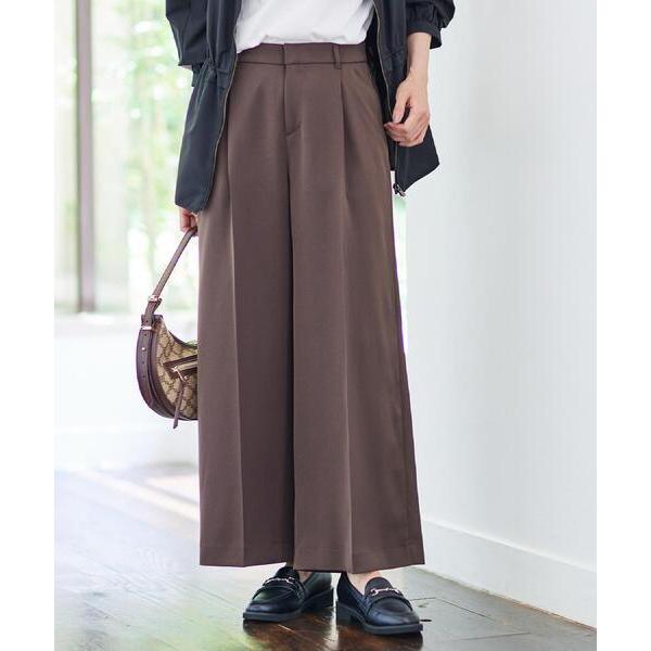 パンツ 「透けない」フルレングスワイドストレートパンツ レディース