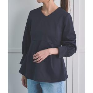 ブラウス シャツ 「イージーケア」 マットサテンペプラムブラウス レディース