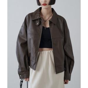 ブルゾン アウター シンセティックレザーブルゾン レディース