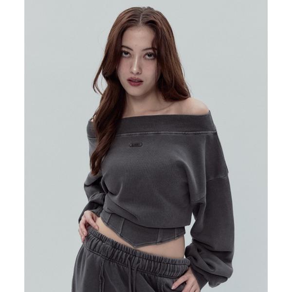 トレーナー スウェット リブデザインオフショルスウェット レディース