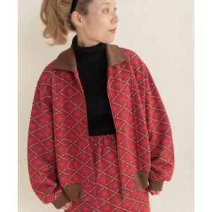 ブルゾン アウター チェック柄キルトジャカード ブルゾン レディース