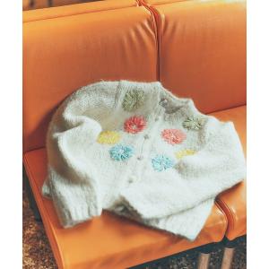カーディガン ロービングウール手編み＆刺繍カーディガン レディース