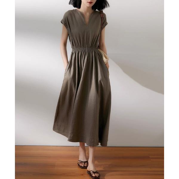 ワンピース キーネックロングワンピース