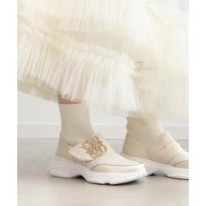 スニーカー 「SUSTAINABLE」ビジューモノグラムパーツソックススニーカー レディース